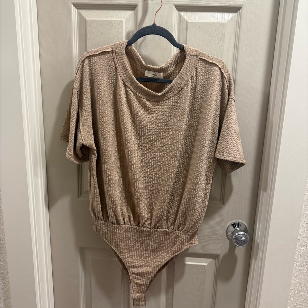 Women’s Tan Textured Casual Bodysuit